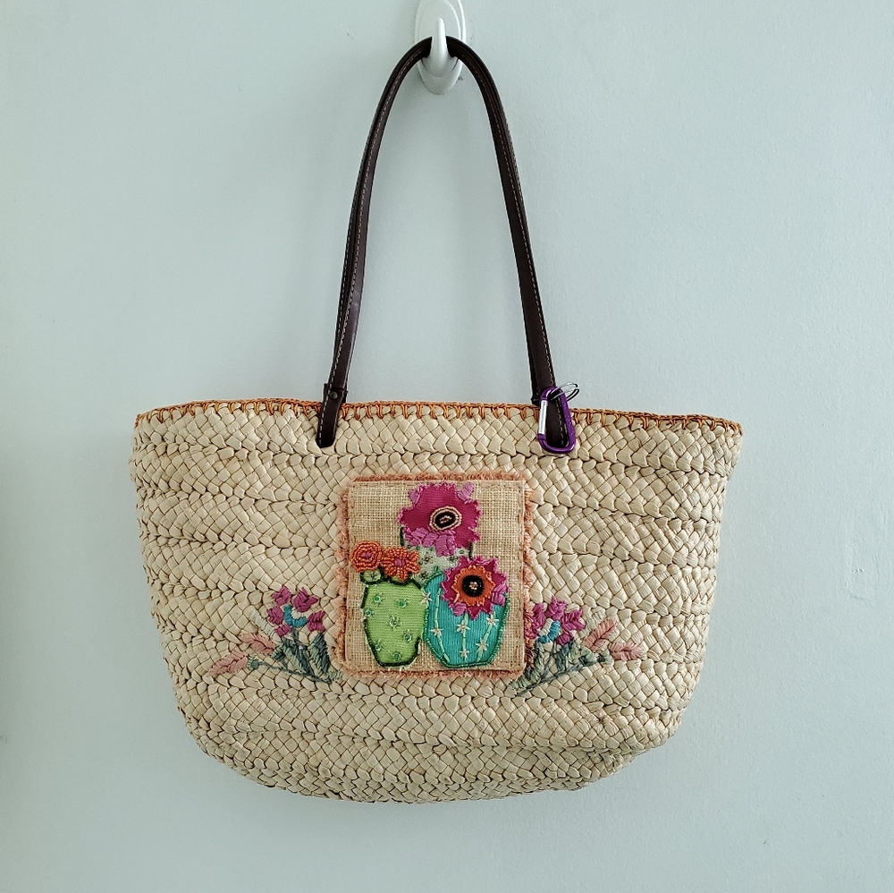 Corn Husk Fabric Lining Tote Handbag